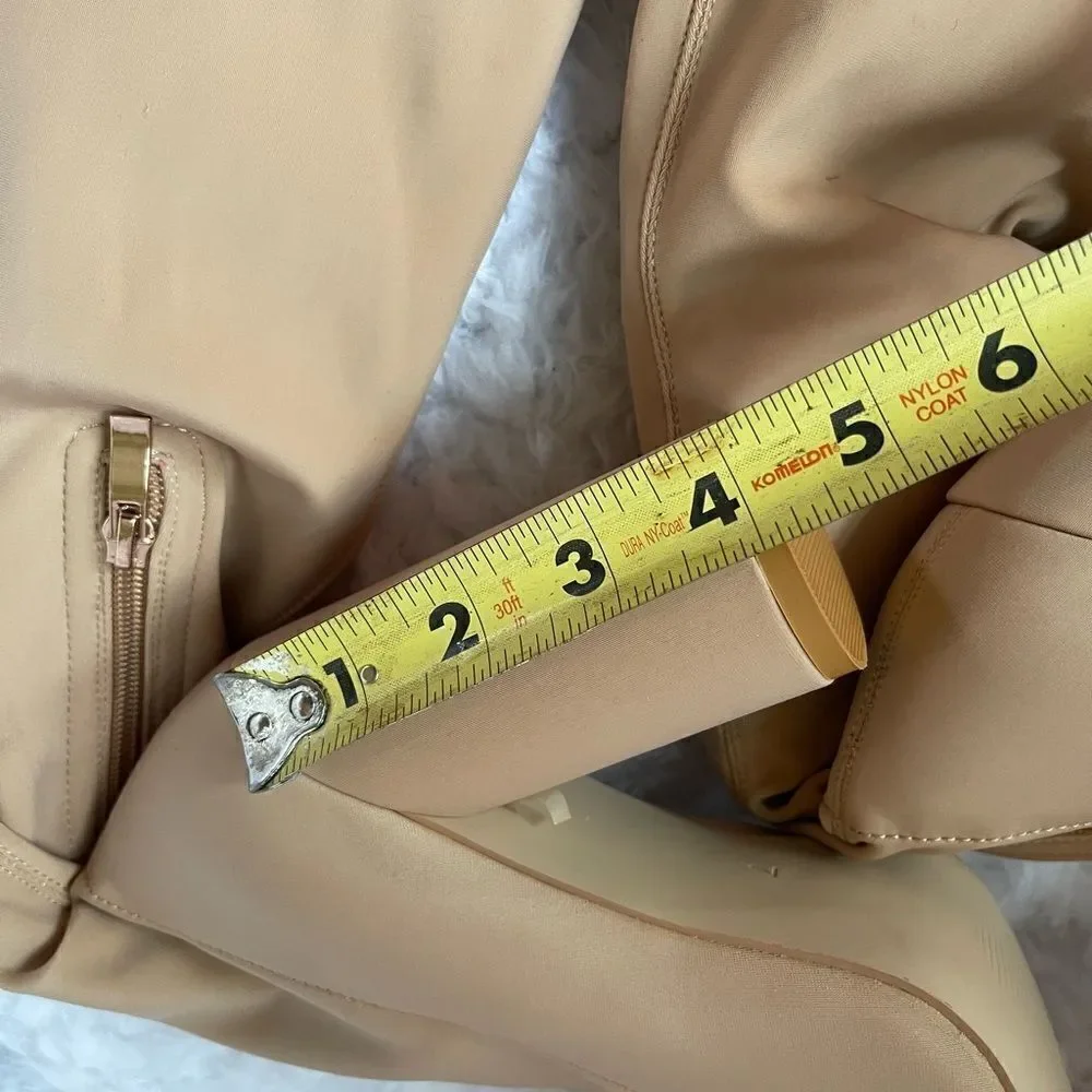 EGO over the knee tan stretchy boots with peep toe round 4”heels size7